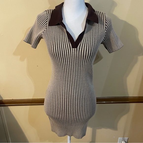 Papaya Dresses & Skirts - Papaya Y2K Brown and Cream Knit Dress